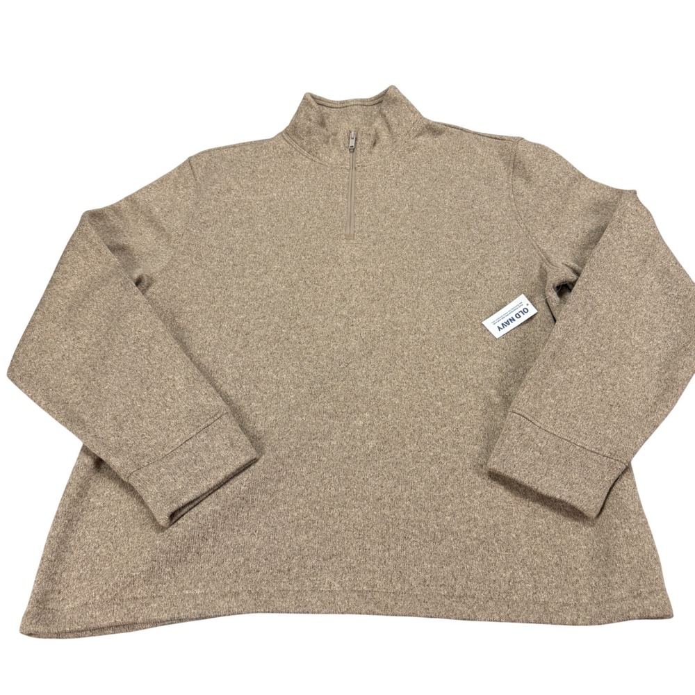 Old Navyβ Mens XL Tan Marled Quarter Zip Fleece Lined Pullover Sweater NWT